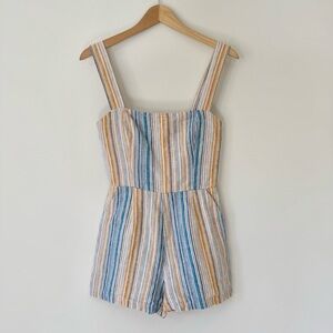 Reformation Island Romper in Marbella Striped Linen, Size 4